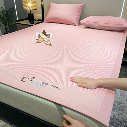 阿亮家居 2025新款刺绣款凉豆豆凉席 凉豆豆-玫瑰粉色