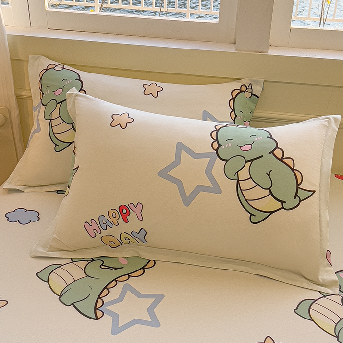 91家纺网 家纺一手货源 找家纺 拾物记 2025新款A类无荧光全喷气全棉12868单枕套 恐龙乐园