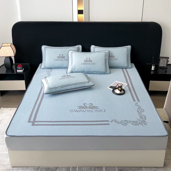 91家纺网 家纺一手货源 找家纺 首尔家纺 2025新款大版凉感丝凉席 天鹅-天空蓝