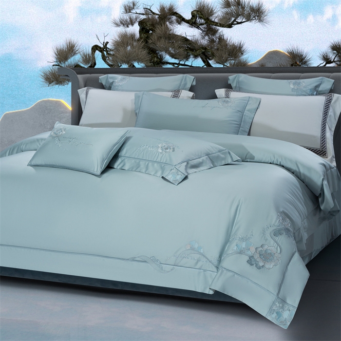 91家纺网 家纺一手货源 找家纺 高大尚婚庆馆 2025新款长绒棉高端绣花四件套-罗曼蒂 罗曼蒂水晶兰