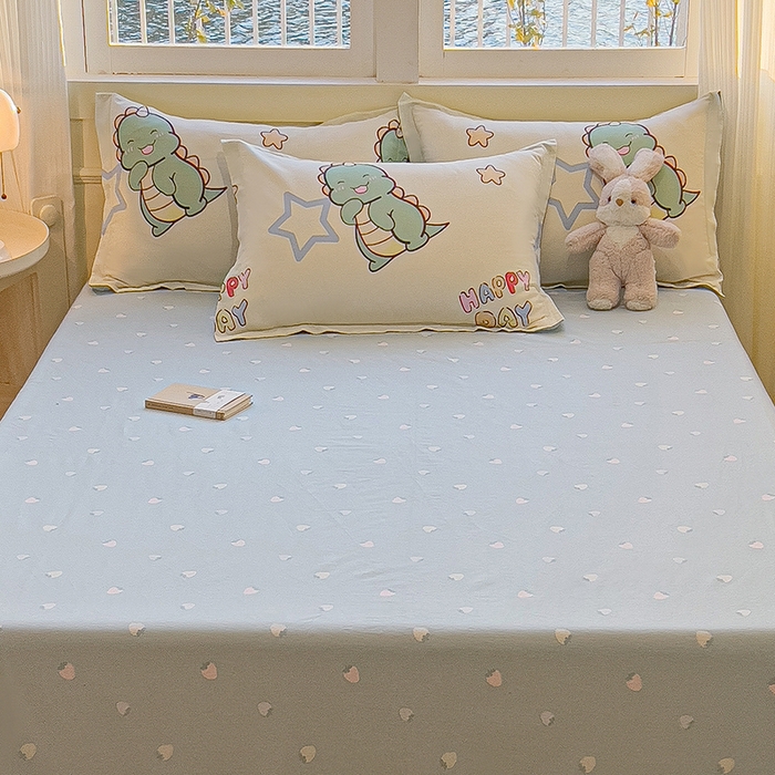 91家纺网 家纺一手货源 找家纺 拾物记 2025新款A类无荧光全喷气12868全棉B版单床单 恐龙乐园B版