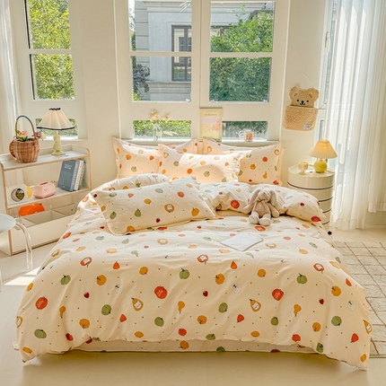 名优家纺 2025新款A类全棉纯棉韩版印花四件套 南瓜节-黄