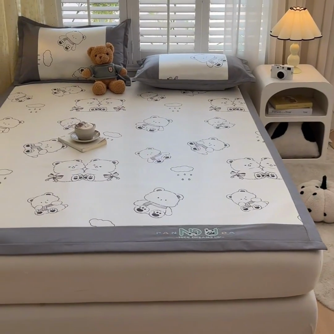 91家纺网 家纺一手货源 找家纺 阿亮家居 2025新款印花冰藤席凉席 快乐熊