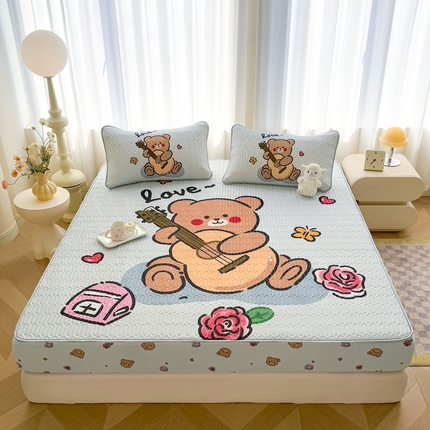 91家纺网 家纺一手货源 找家纺 （总）希廷顿 2025新款大版印花乳胶凉席床笠款三件套