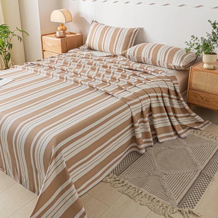 91家纺网 家纺一手货源 找家纺 阿亮家居 2025新款原棉老粗布床单系列 素雅咖