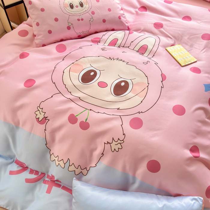 91家纺网 家纺一手货源 找家纺 （总）摩卡（乐趣） 2025新款水洗真丝数码印花卡通兔系列四件套