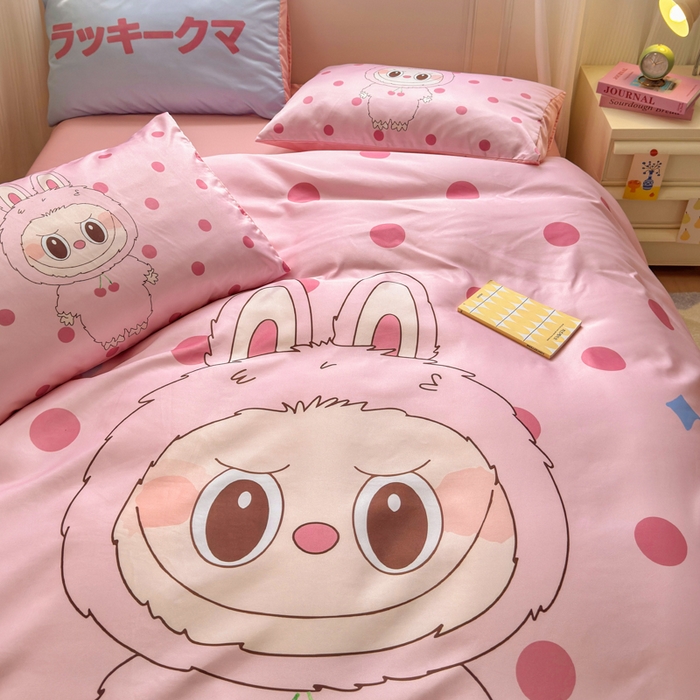 91家纺网 家纺一手货源 找家纺 （总）摩卡（乐趣） 2025新款水洗真丝数码印花卡通兔系列四件套