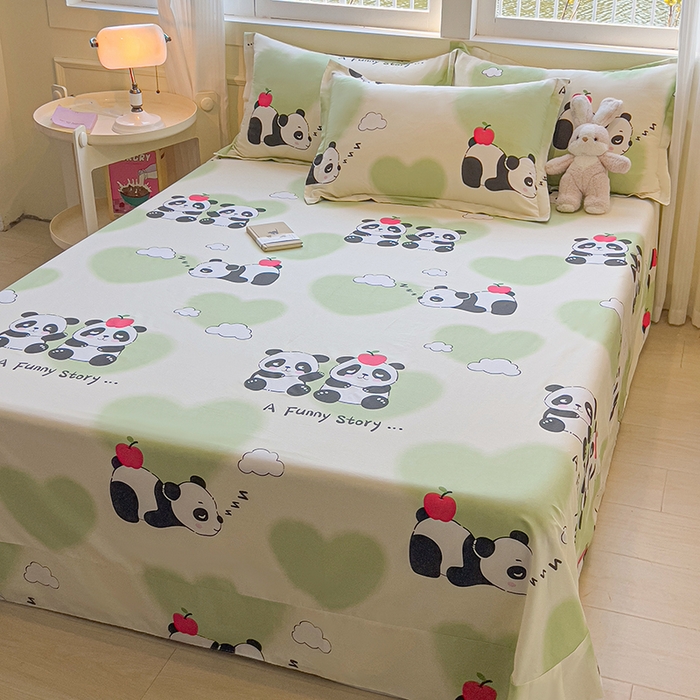 91家纺网 家纺一手货源 找家纺 拾物记 2025新款A类无荧光全喷气全棉12868单床单 熊猫趣事