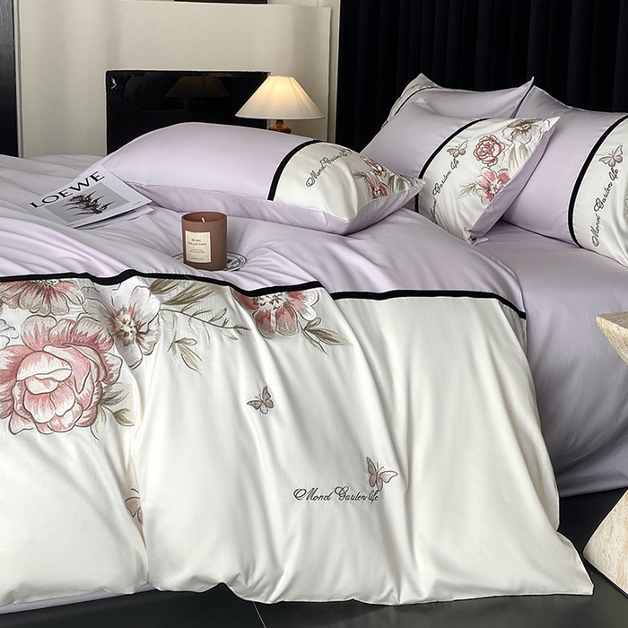 91家纺网 家纺一手货源 找家纺 优悦生活馆 2025新疆长绒棉花团锦簇四件套【价领券后标准不低于268】 花团锦簇-流沙紫