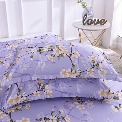 经年 2025新款印花丝绸冰丝四件套-单枕套 紫色迷情