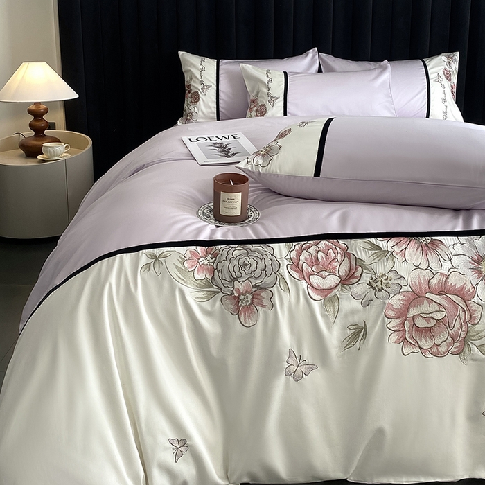 91家纺网 家纺一手货源 找家纺 优悦生活馆 2025新疆长绒棉花团锦簇四件套【价领券后标准不低于268】 花团锦簇-流沙紫