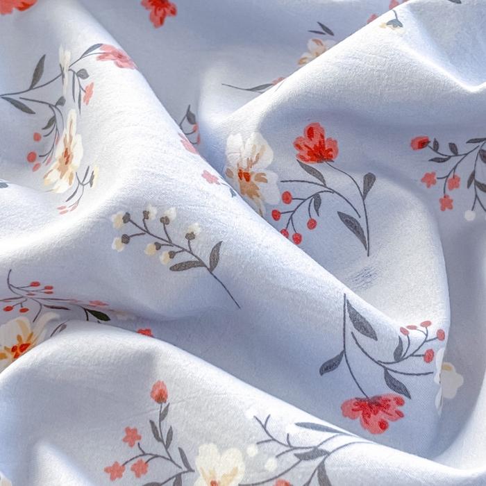 91家纺网 家纺一手货源 找家纺 星窝家纺 2025新款纽扣款水洗棉印花四件套 花上枝蓝