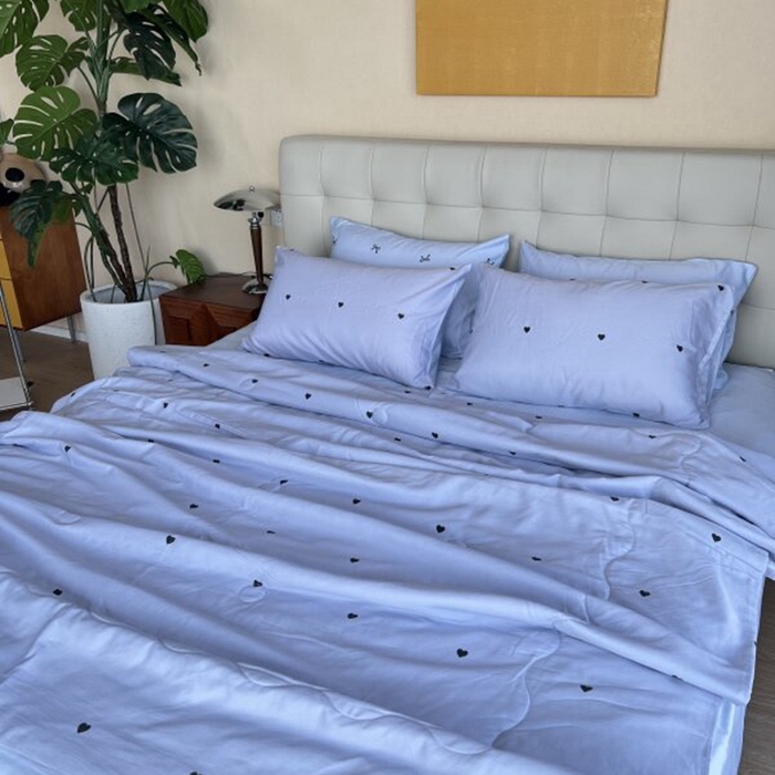 91家纺网 家纺一手货源 找家纺 棉生活家纺 2025新款ins小清新水洗冰丝夏被四件套 海盐芝士 灰