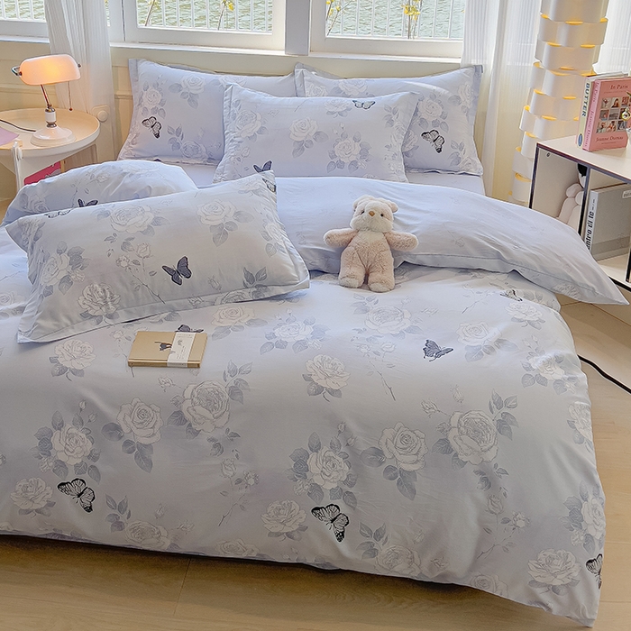 91家纺网 家纺一手货源 找家纺 拾物记 2025新款A类无荧光全喷气全棉12868四件套 蝴蝶飞飞