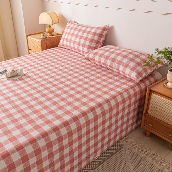 91家纺网 家纺一手货源 找家纺 阿亮家居 2025新款原棉老粗布床单系列 拼图-红白格