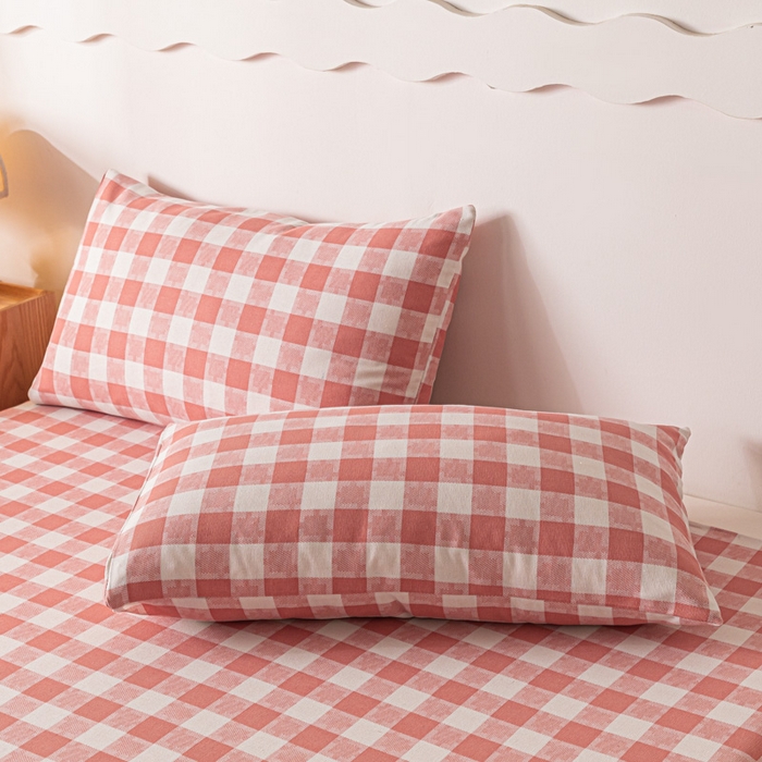 91家纺网 家纺一手货源 找家纺 阿亮家居 2025新款原棉老粗布床单系列 拼图-红白格