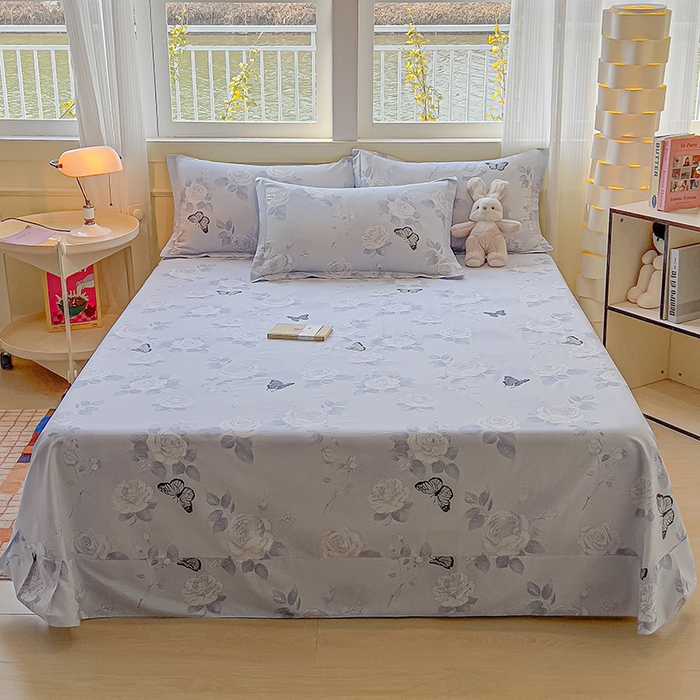 91家纺网 家纺一手货源 找家纺 拾物记 2025新款A类无荧光全喷气全棉12868单床单 蝴蝶飞飞