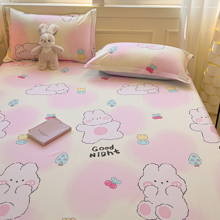 91家纺网 家纺一手货源 找家纺 拾物记 2025新款A类无荧光全喷气全棉12868单床单 可欣兔