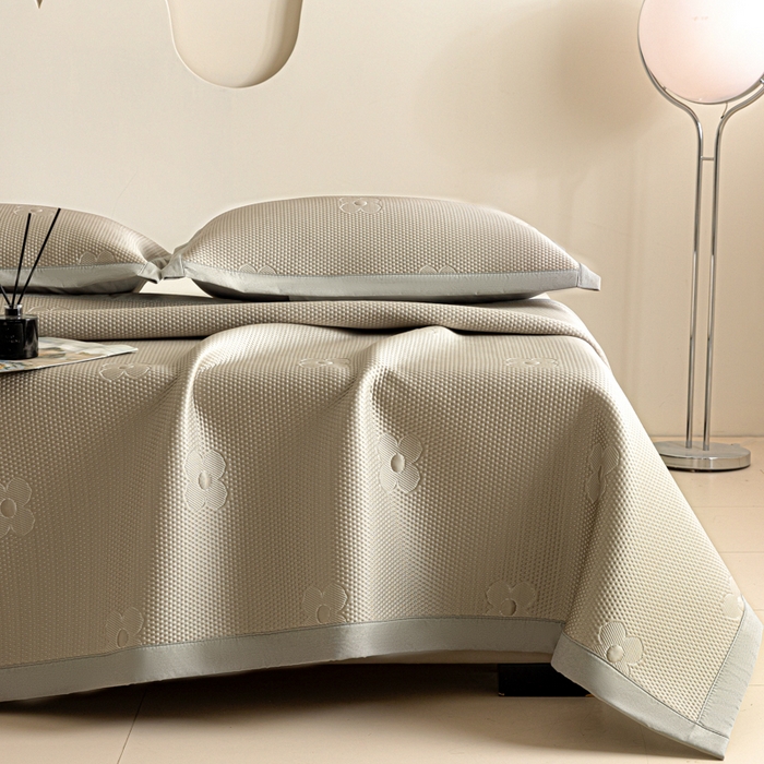 91家纺网 家纺一手货源 找家纺 阿亮家居 2025新款凉席凉豆豆软席床席款 四叶草-玉石咖