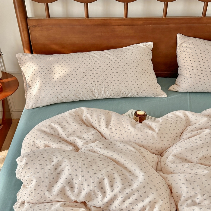 91家纺网 家纺一手货源 找家纺 吉象2025新款全棉双层纱四件套 蝶花坊-米