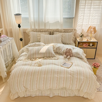 91家纺网 家纺一手货源 找家纺 （总）芯贝儿 2025新款提花针织水洗m双层纱床盖四件套