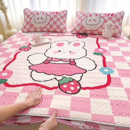 希廷顿 2025新款大版印花乳胶凉席床笠款三件套 星尚兔兔