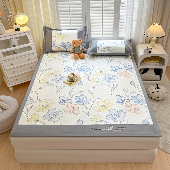 91家纺网 家纺一手货源 找家纺 阿亮家居 2025新款印花冰藤席凉席 百合2