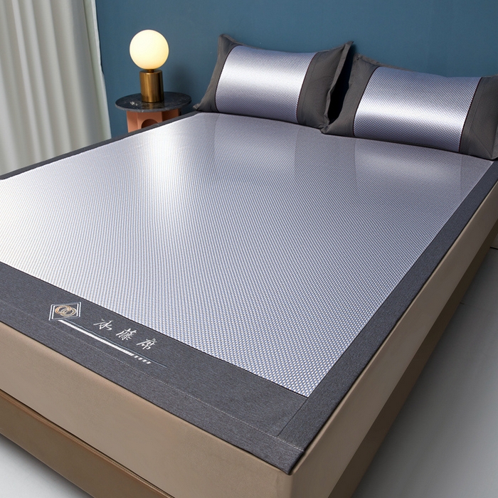 91家纺网 家纺一手货源 找家纺 琪琪阁 2026新款冰藤三明治凉席 星星-雾蓝