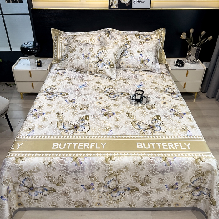 91家纺网 家纺一手货源 找家纺 柏薇 2025新款冰丝床单款凉席三件套系列 天空之境