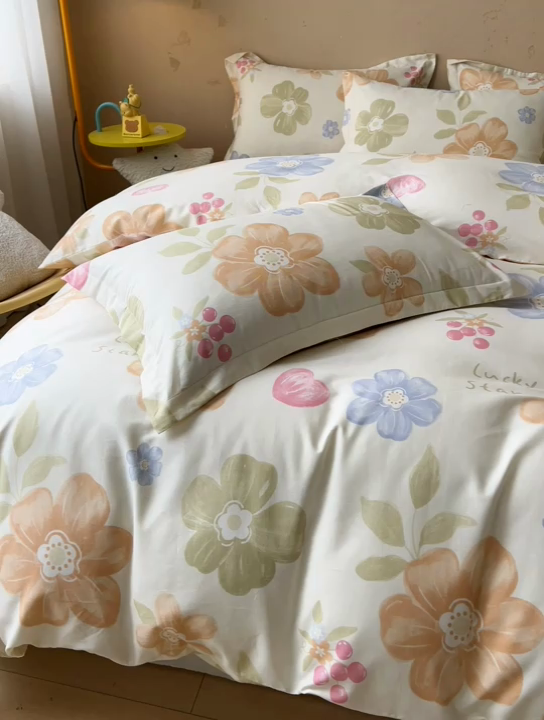 91家纺网 家纺一手货源 找家纺 名优家纺 2025新款A类全棉纯棉韩版印花四件套 漫春