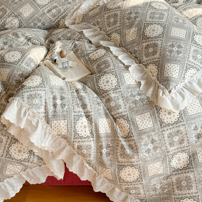 91家纺网 家纺一手货源 找家纺 TT.one 塔塔家居 2025新款全棉双层纱镂空立体花边系列 花边款·南岛日记