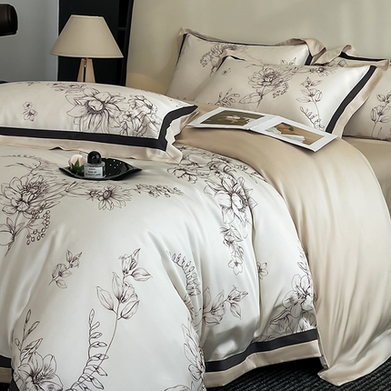 91家纺网 家纺一手货源 找家纺 618家纺 2025新款A类60S100支兰精天丝数码印花四件套 陌上花开