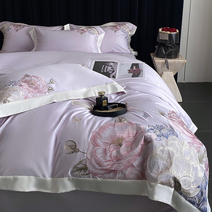 91家纺网 家纺一手货源 找家纺 优悦生活馆 2025新疆长绒棉花迹四件套【控价领券后标准不低于268】 花迹-霞光紫