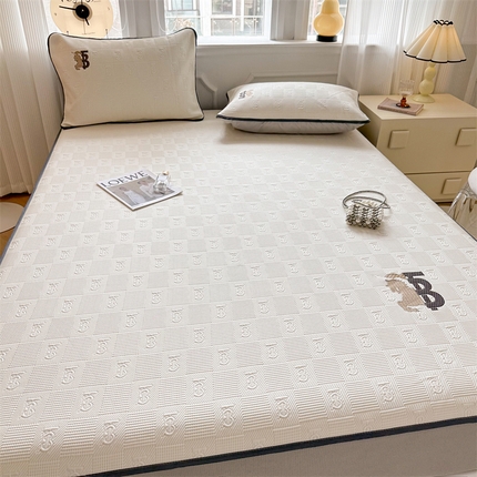 首尔家纺 2025新款凉豆豆席刺绣款冰丝席 英伦白