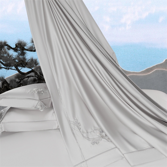 91家纺网 家纺一手货源 找家纺 高大尚婚庆馆 2025新款长绒棉高端绣花四件套-罗曼蒂 罗曼蒂绅士灰