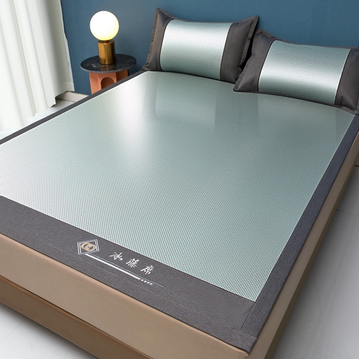 91家纺网 家纺一手货源 找家纺 琪琪阁 2026新款冰藤三明治凉席 星星-水绿