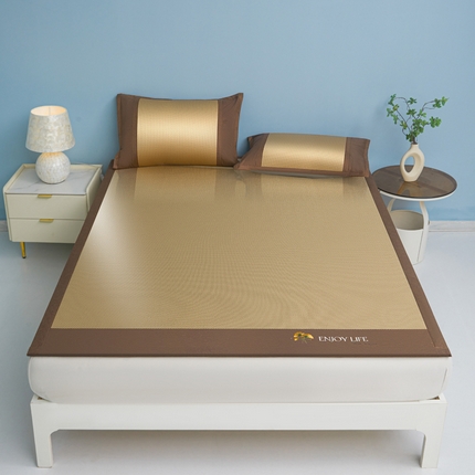 琪琪阁 2026新款冰藤三明治凉席 小米花-金色