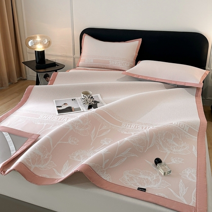 91家纺网 家纺一手货源 找家纺 （总）慕尚家纺 2025春夏新款凉感冰丝提花凉席三件套