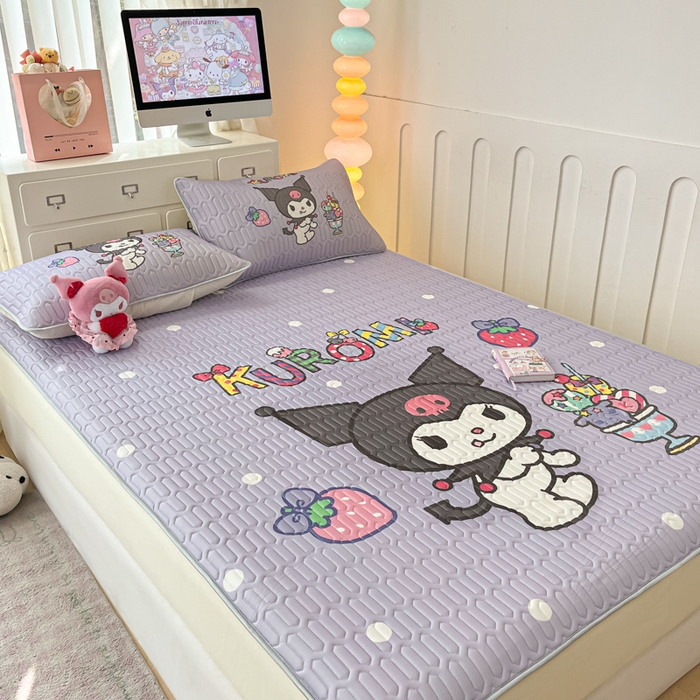 91家纺网 家纺一手货源 找家纺 金爱家 2025新款三丽鸥乳胶凉席大版床笠款 床笠款凉席-夏日冰爽