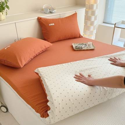 眠博士 2025新款A类学生床全棉华夫格床垫套 全棉华夫格床垫套 焦糖