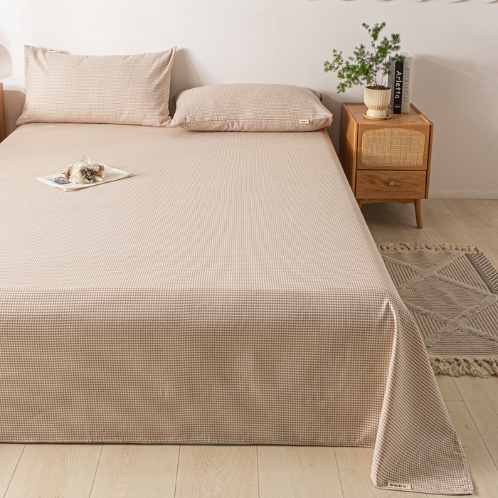 91家纺网 家纺一手货源 找家纺 阿亮家居 2025新款原棉老粗布床单系列 千鸟格-米咖