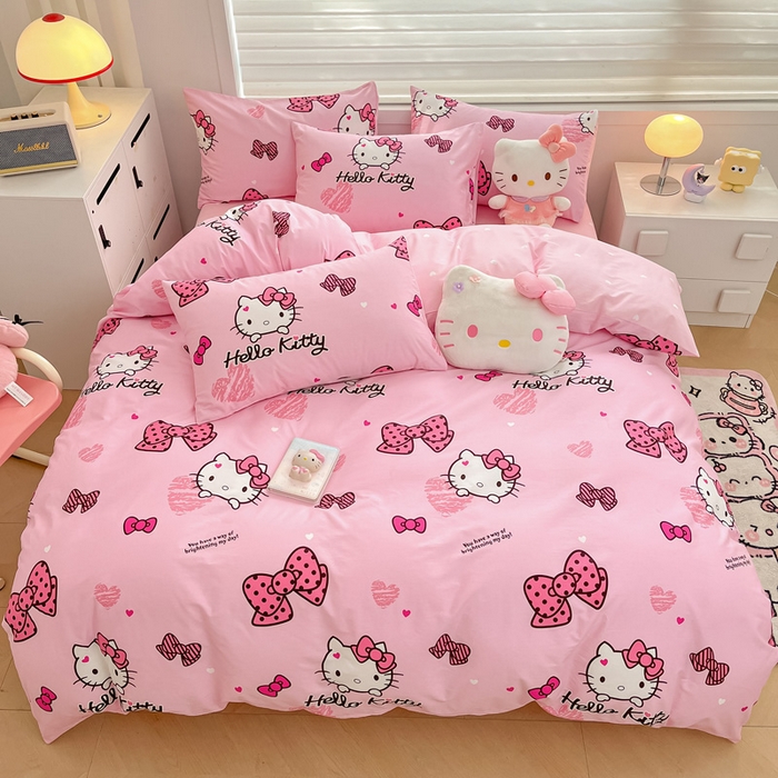 91家纺网 家纺一手货源 找家纺 暮思家居 2025新款正版授权三丽鸥小版全棉四件套系列（第二批） 开心凯蒂