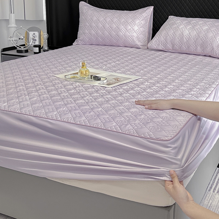 91家纺网 家纺一手货源 找家纺 直播爆款A类100支长绒棉夹棉床盖床笠四件套全棉纯棉床单加厚高端重工刺绣四季款床上用品 茉婉-黛紫