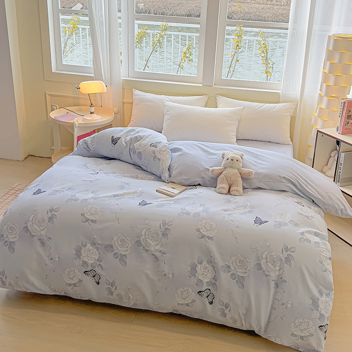 91家纺网 家纺一手货源 找家纺 拾物记 2025新款A类无荧光全喷气全棉12868单被套 蝴蝶飞飞