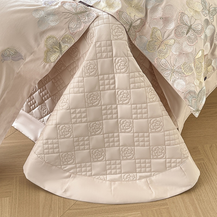 91家纺网 家纺一手货源 找家纺 高端轻奢A类母婴级长绒棉全工艺刺绣四件套纯棉全棉高端春夏季爆款床上用品 茉婉-颜粉