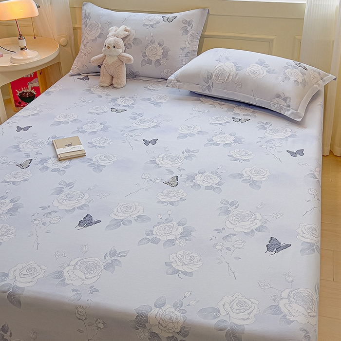 91家纺网 家纺一手货源 找家纺 拾物记 2025新款A类无荧光全喷气全棉12868单床笠 蝴蝶飞飞