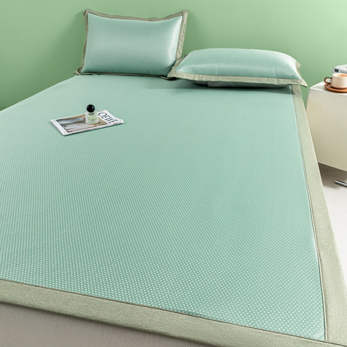 91家纺网 家纺一手货源 找家纺 阿亮家居 2025新款凉席碳光席冰丝席三件套 漫天星-绿色