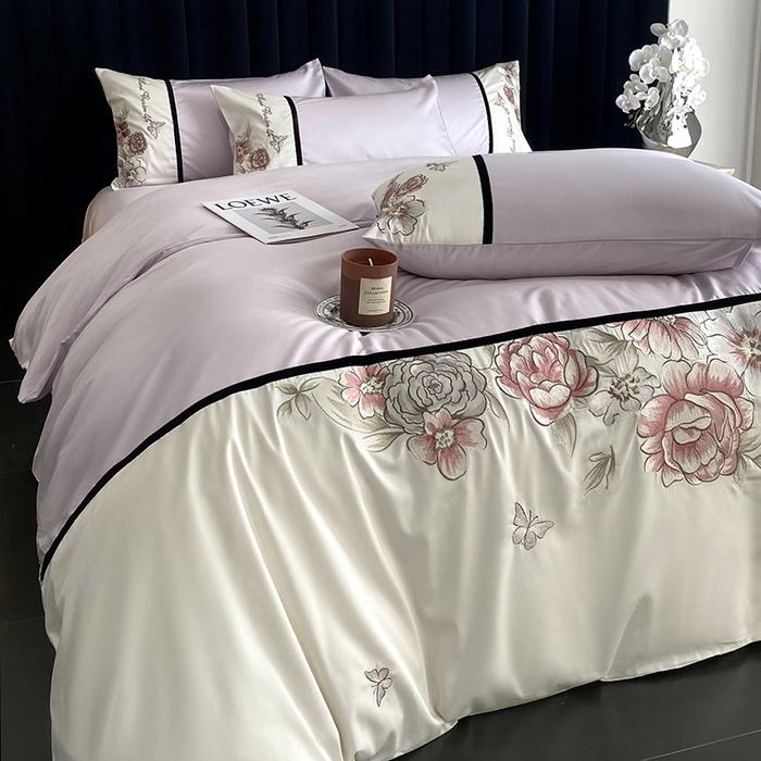 91家纺网 家纺一手货源 找家纺 优悦生活馆 2025新疆长绒棉花团锦簇四件套【价领券后标准不低于268】 花团锦簇-流沙紫