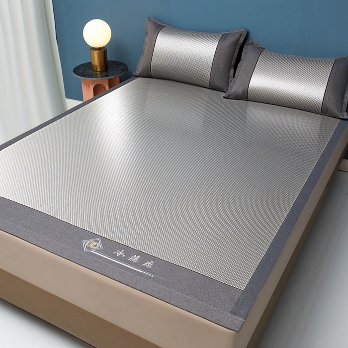 91家纺网 家纺一手货源 找家纺 琪琪阁 2026新款冰藤三明治凉席 星星-浅灰