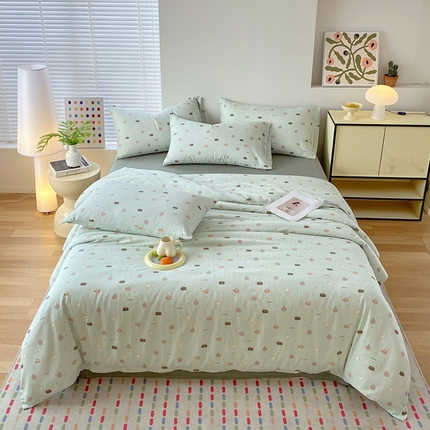 91家纺网 家纺一手货源 找家纺 （总）于果 2025新款全棉双层纱四件套（第三批）